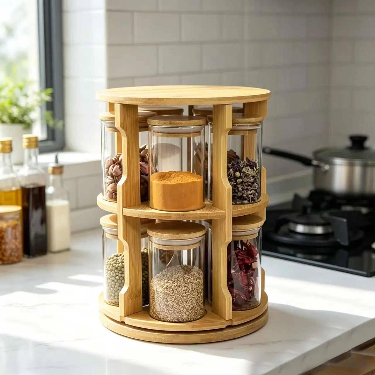 Wooden Spice Bottle Organizer 12